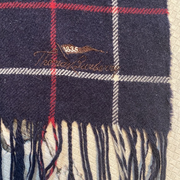 Burberry Haymarket Lambswool Check Scarf  w/ embroidered Logo🐴Dark Navy LARGE🔥 - Picture 7 of 12